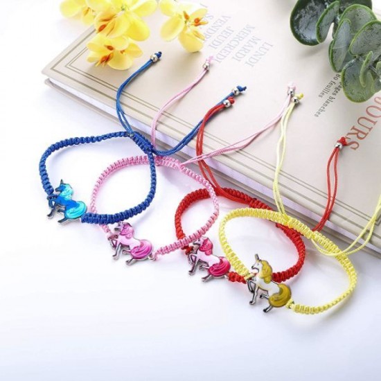 12pc Women Girl Unicorn Woven Friendship Bracelet Set For Party Favor Multicoloured Adjustable Bracelet